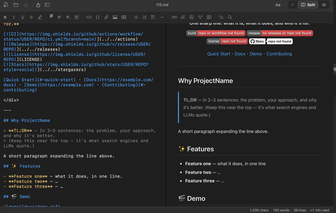 Markdown 分栏编辑